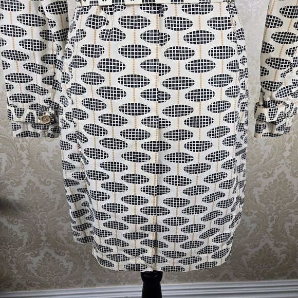 Gap Size XS Coated Cotton Trench Coat Cream Geometric Print Double Breasted Belt - Picture 12 of 16
